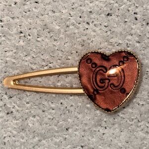 Authentic Upcycled Gucci Heart hair Clip - Metallic Copper & Gold